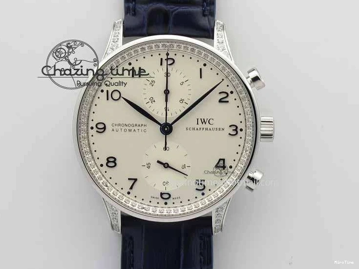 MIROTIME 0328 Portuguese IW3714 Diam ZF V2 1:1 Best Edition White Dial Blue Makers On Blue Leather Strap A79350 (Slim Movement) Stylish 7248